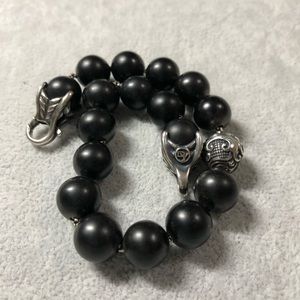 David Yurman black Onyx & Waves Silver Bracelet